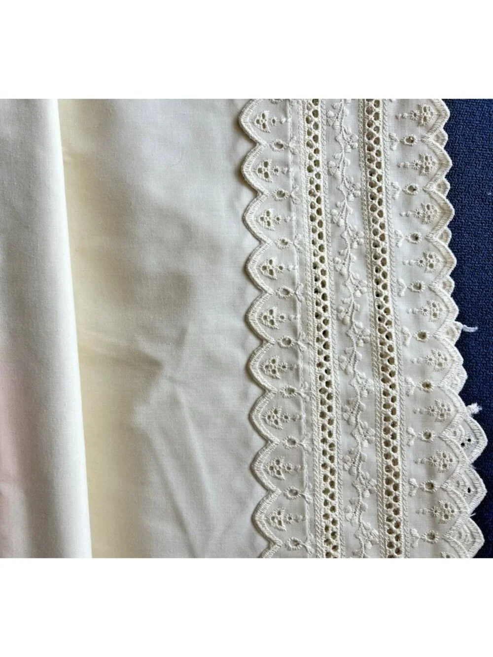 Wamsutta TWIN 2-Pc Set Ivory SUPERCALE+ Eyelet 1) Flat 1) Pillowcase Made in USA